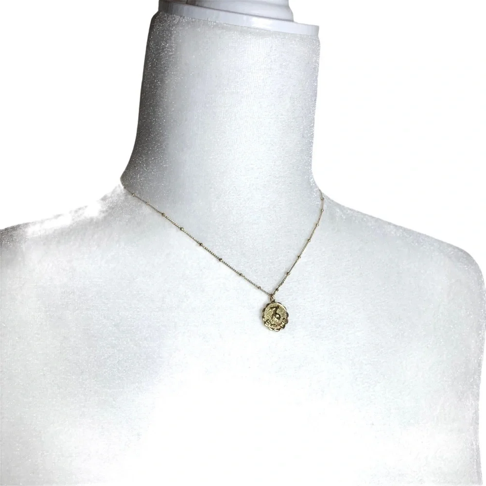 Gold Tone Capricorn Zodiac Short Length Necklace